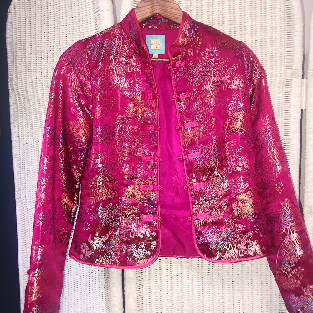 1994 Old Navy Hot Pink Asian Brocade Jacket
